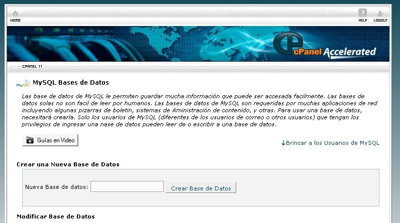 Crear bd por Cpanel