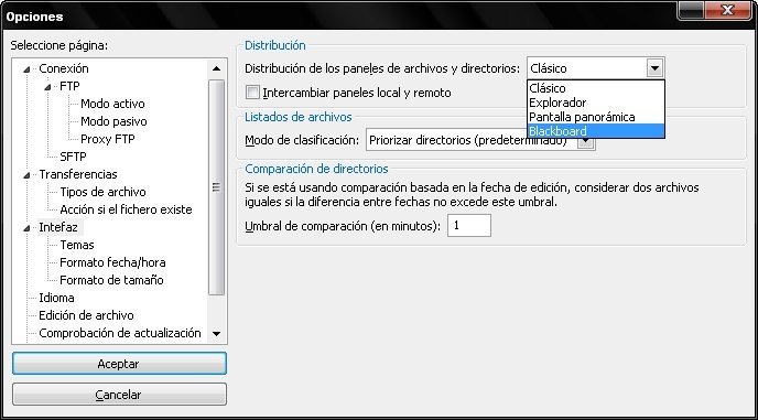 Configuración Filezilla