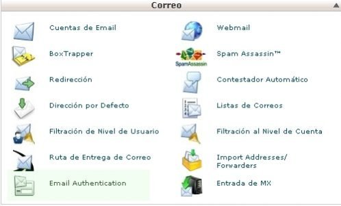 Vista Sección Correo Cpanel