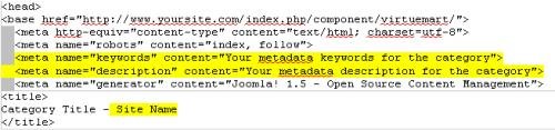 Codigo ejemplo Codigo ejemplo meta tags virtuemart