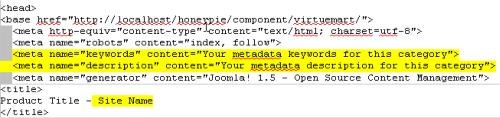 Codigo ejemplo Codigo ejemplo meta tags virtuemart