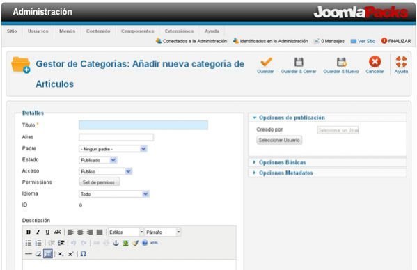 Vista categorias joomla 1.6