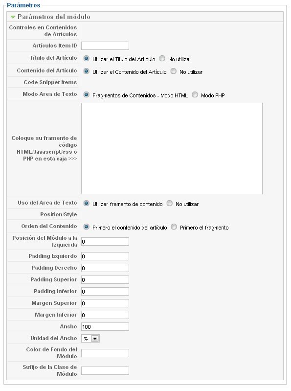 Vista de configuración del módulo Blankmodule Vista de configuración del módulo Blankmodule