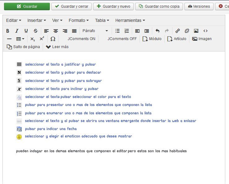 Crear un artículo con Joomla 2 tinymce