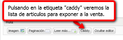 Etiqueta para insertar productos