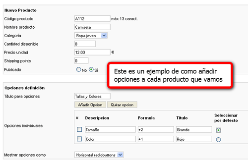 Configuracion de un articulo