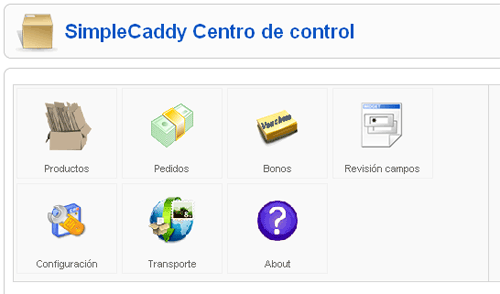 Panel de control simple caddy