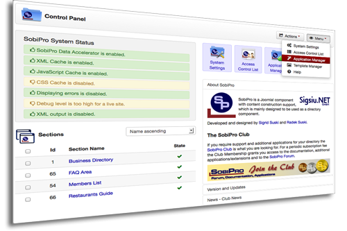 Panel de control Sobi Pro