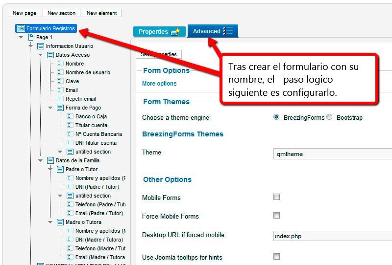 Configuración formulario