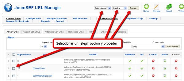 Configuración Joomsef Configuración Joomsef