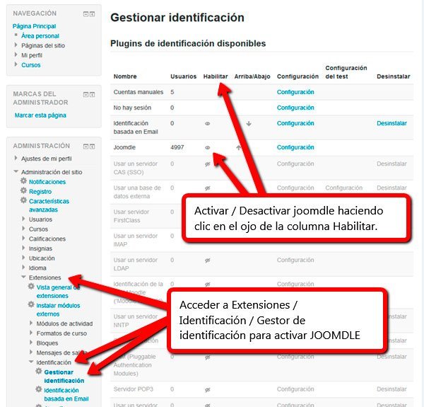 Activación extension Joomdle Activación extension Joomdle
