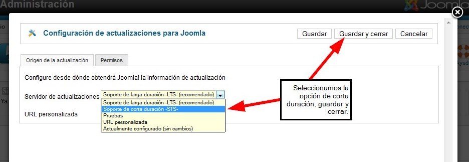 Opción actualizar Opción actualizar