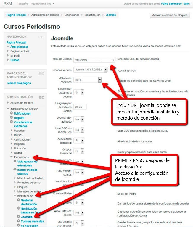 Configuración Joomdle en Moodle 2 Configuración Joomdle en Moodle 3 - Moodle sincronizado con joomla