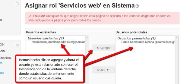 Rol usuario Moodle 2 conectado Rol usuario Moodle 3 conectado