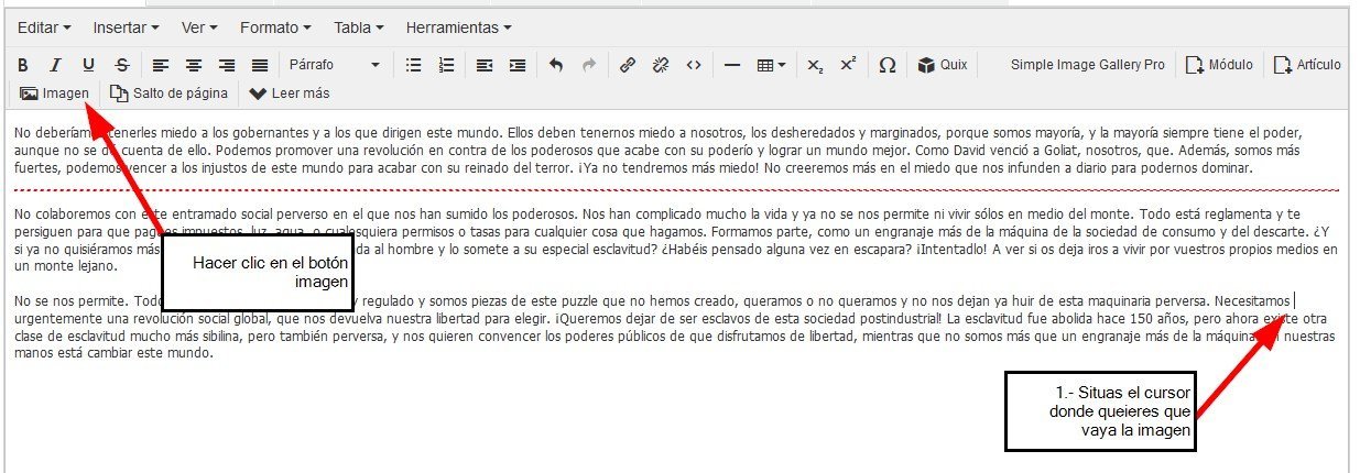 Situal el cursor para añadir imagen