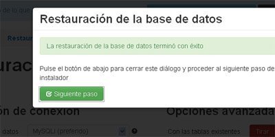 Creación base de datos finalizada Creación base de datos finalizada