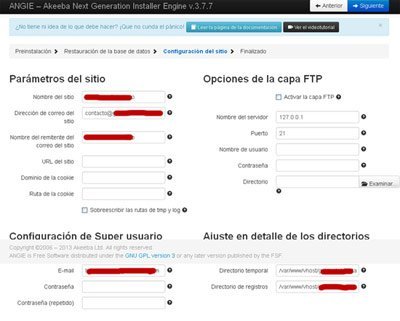 Parametros configuración Joomla Parametros configuración Joomla