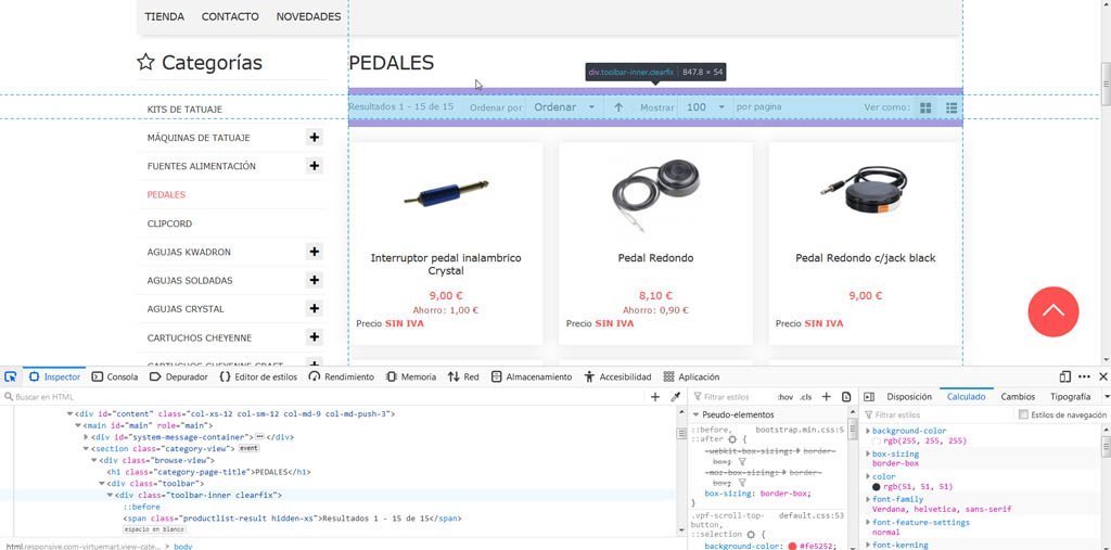 Inspector desarrollador web