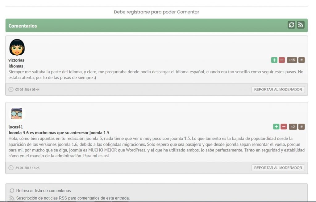 Jcomments - Comentarios Joomla 2 Ejemplo Theme Jcomments personalizado