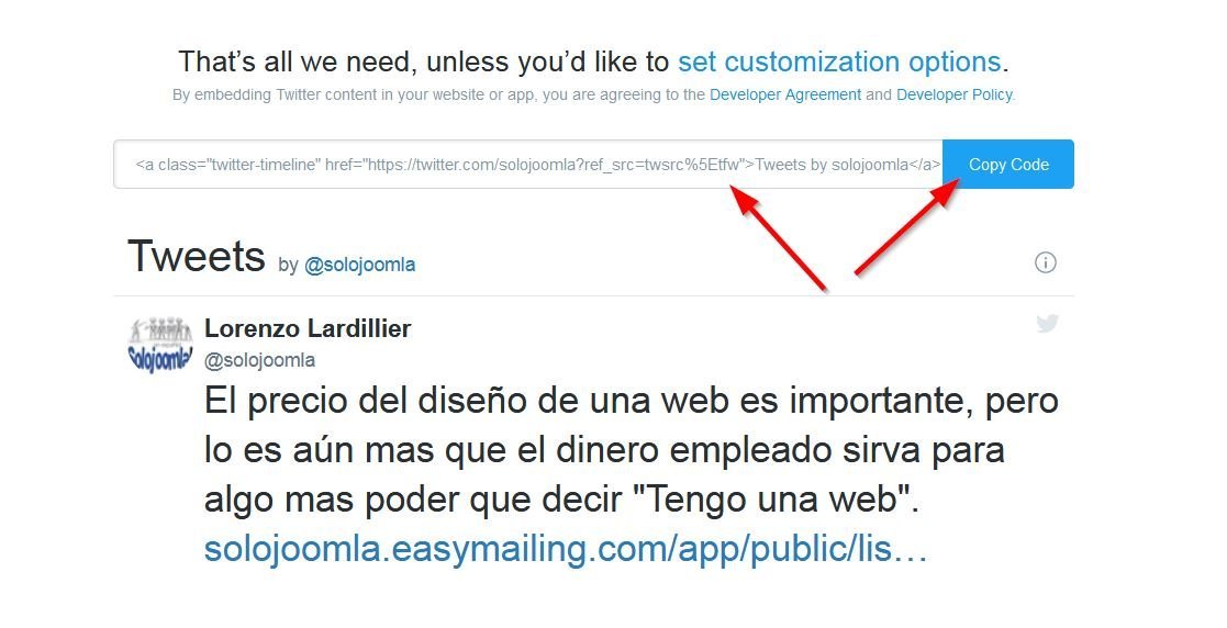Como Instalar el Widget Twitter en Joomla 2 Código Twitter para publicar en tu web